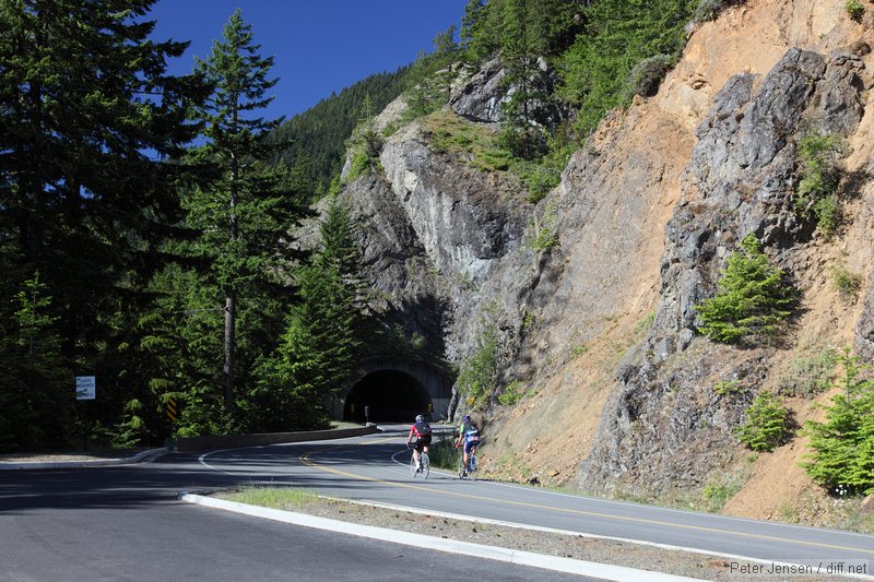 riders on their way up to Hurricane Ridge