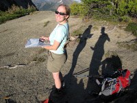 Laura practing map and compass up on the pass