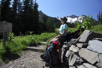 taking a break where the trail splits down to Grand Lake