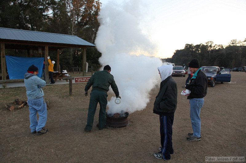 ranger dousing the fire