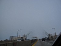 Verrazano bridge shrouded in fog