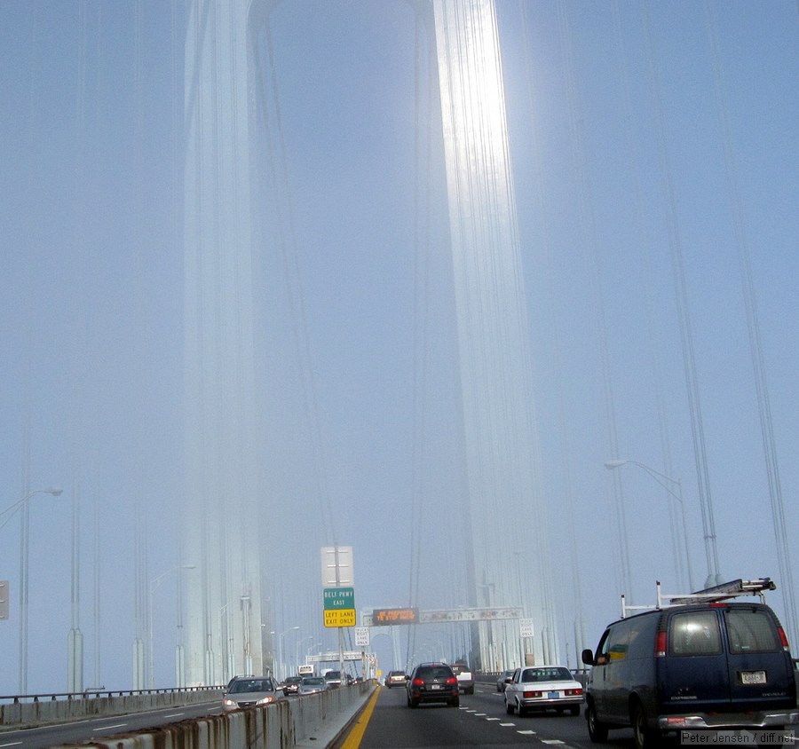 Verrazano bridge shrouded in fog