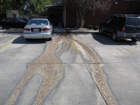 parking lot erosion at Calendars in Baton Rouge