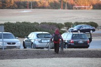 spotter packing up as the sun sets