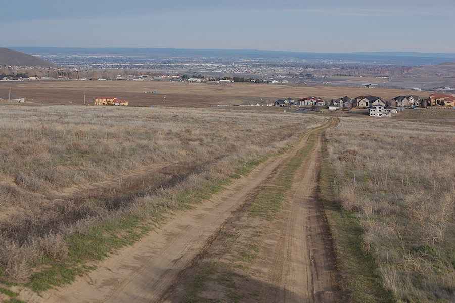 view down the back side of the hill