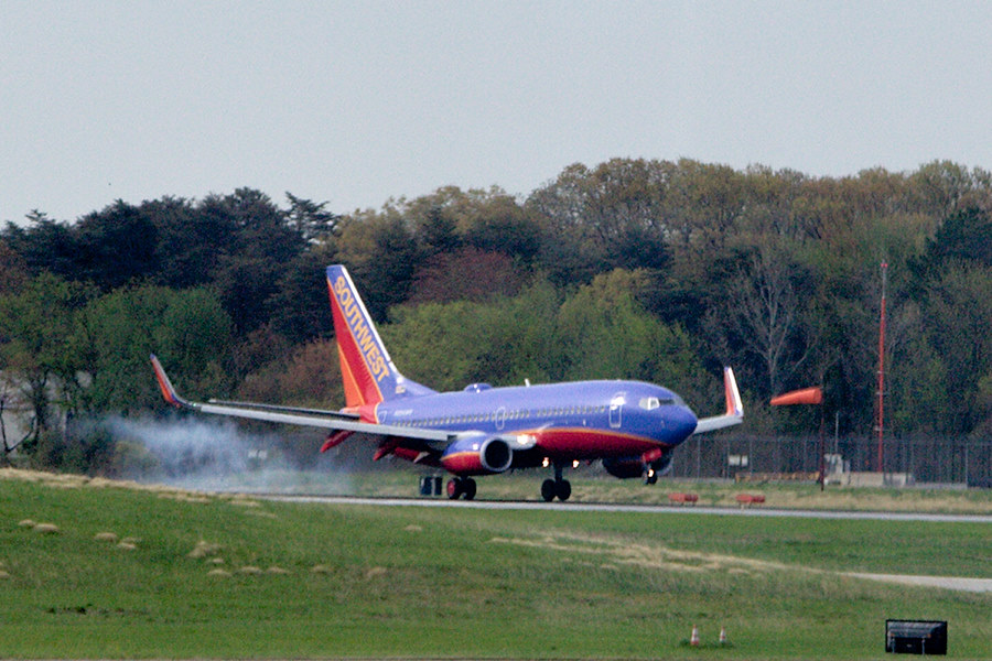 southwest landing shot from  the terminal