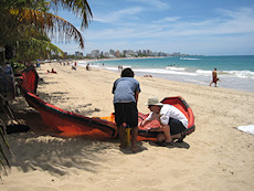 inflating the kite