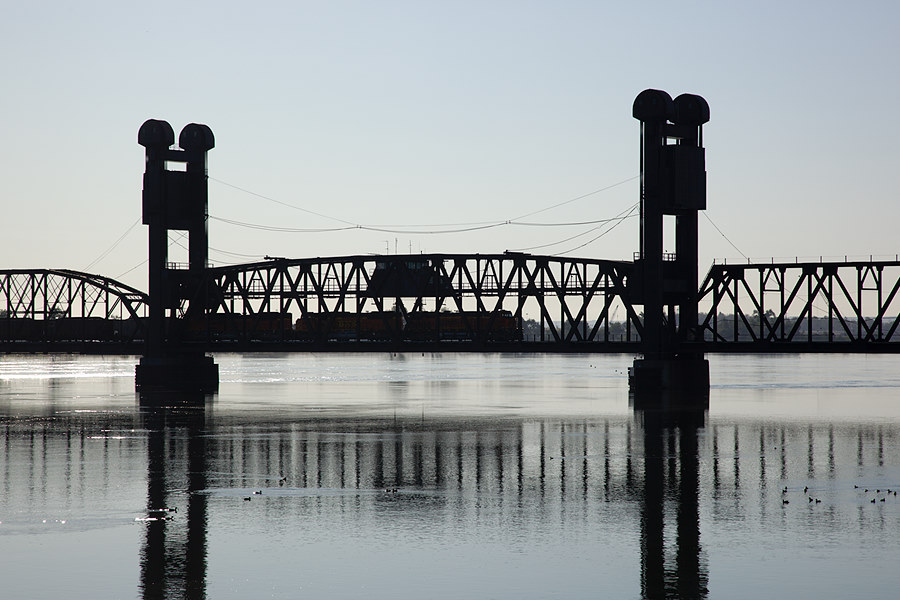early morning train across the Columbia