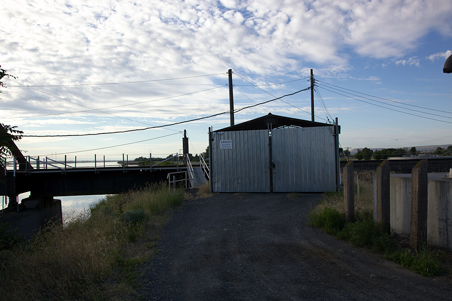 the shed houses the bridgemaster's truck