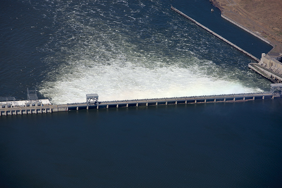 top view of McNary dam spillway