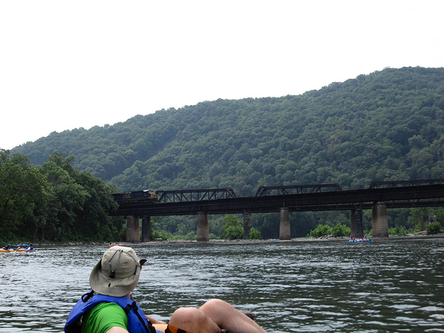 two trains passed while we were near the bridge