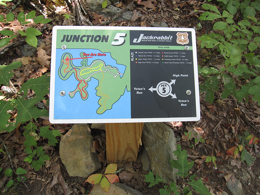 example of the incredible signage at Jackrabbit trails