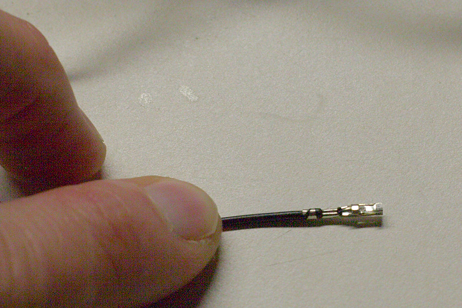 bad crimp job that caused some hassle - insulation wasn't stripped, so contact was intermittent