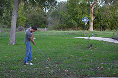 whiffle ball golf - they go about 30'