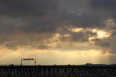 sunrise over the bay bridge