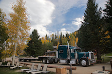 hay delivery truck after dropping off a full load