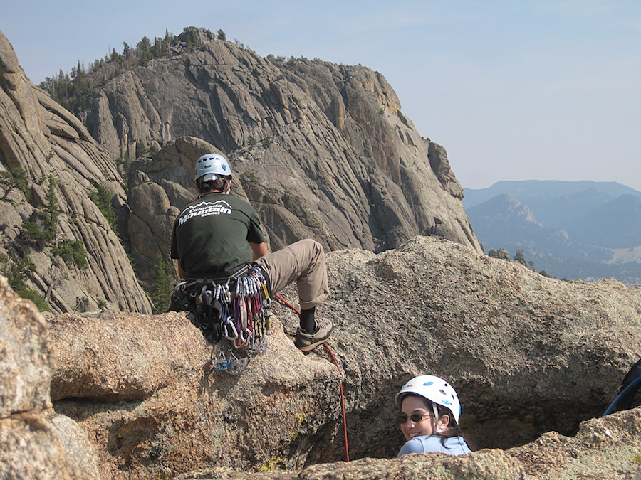 Rick rigging the AMGA-style rappel