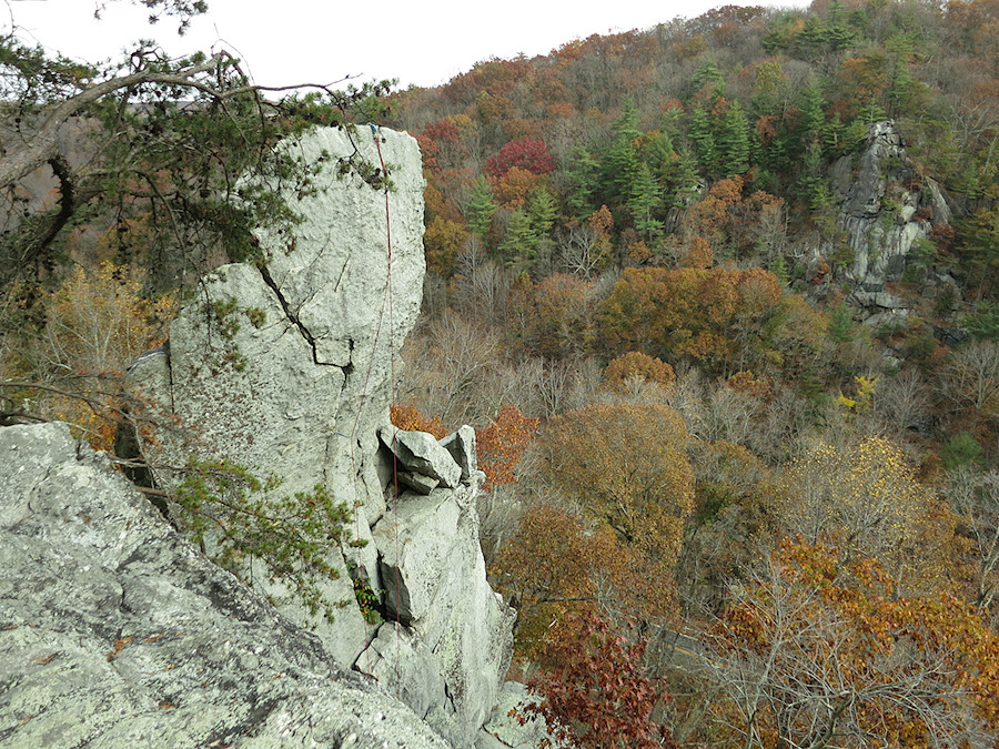 the Pinnacle with Dan's rope rigged on Strawberry Jam