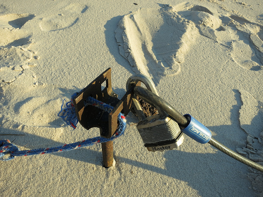 objective hazards on the beach - sharp rusty stake