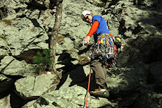 Dan setting out on the first pitch of Totem
