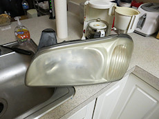 2000 Maxima headlight after cleaning but before refinishing
