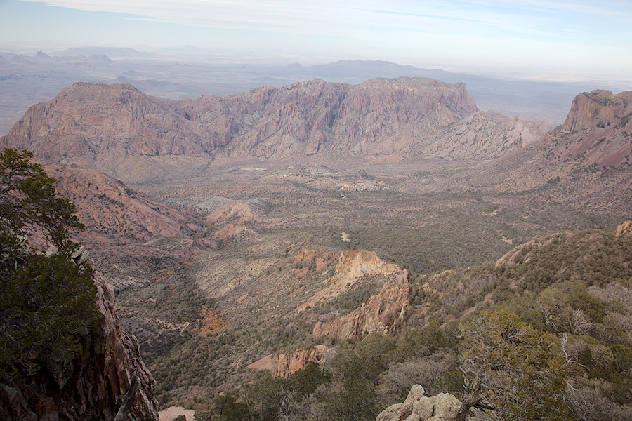 Chisos Basis, with the water tank, lodge, and camground visible in the center