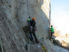 aid climbing on top rope with PATC-MS members at Aid Box