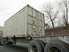 interesting trailer we passed with LSA-I, Radioactive III, 2585 GAS, UN 2912 and some cyrillic markings on it