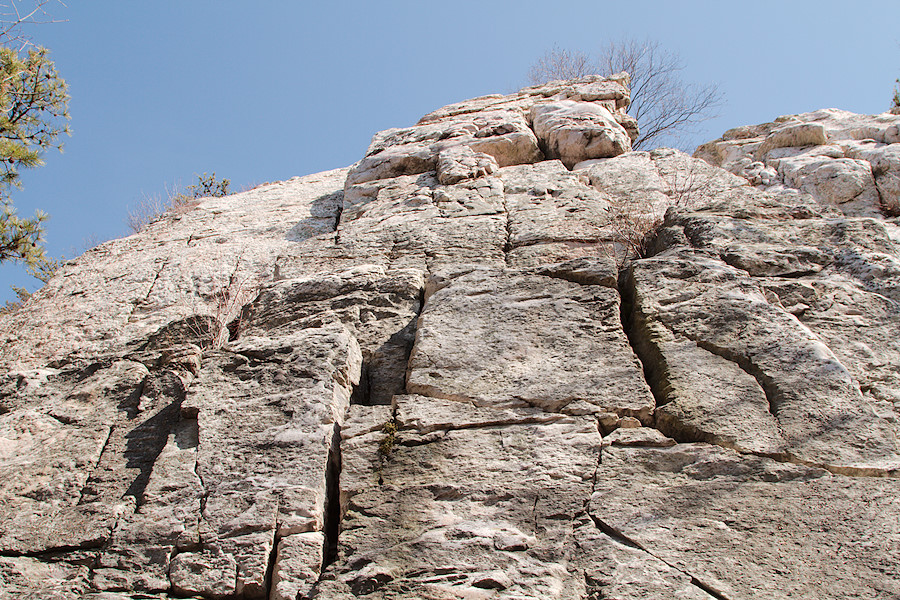 looking up Jim's wall with Jim's Throne middle left