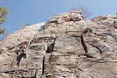 looking up Jim's wall with Jim's Throne middle left