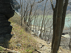 view from the scramble up to the base of the ledges