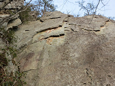 Seneca Lower slabs; pretty sure this shows TIPS (5.10a R, wandering), Summer Breeze (5.10b), and Some People (5.9 PG13)