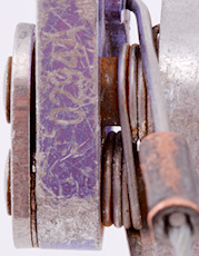 close-up of axle and spring rust