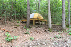 tent on pad at the American Alpine Club campsite