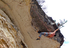 nice guy working on Cutting Cards for a Poke (5.12a), Seismic Wall, Austin Greenbelt