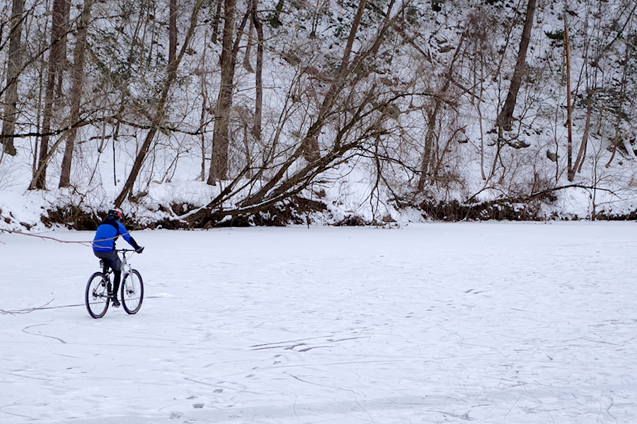 just a dude riding on the Patapsco river down by Daniels