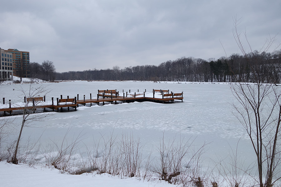 Lake Kittamaqundi mostly frozen over