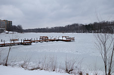 Lake Kittamaqundi mostly frozen over