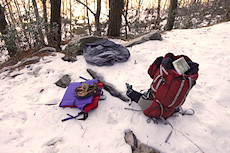 crazy creek chair was useful to stand on when starting routes and changing shoes