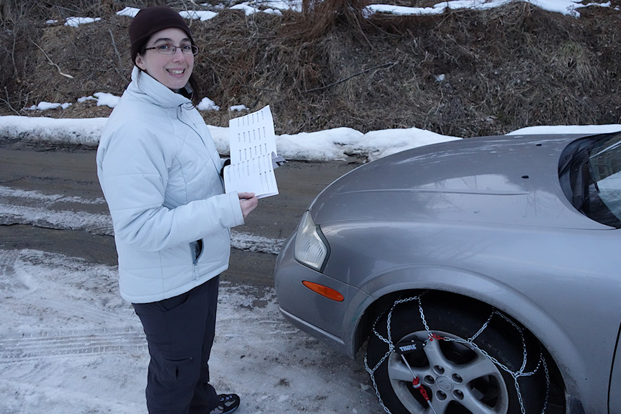 broke out the snow chains for the snow/ice/water/mud  road