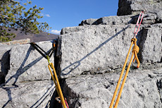 Critter crack anchor, four pieces of gear