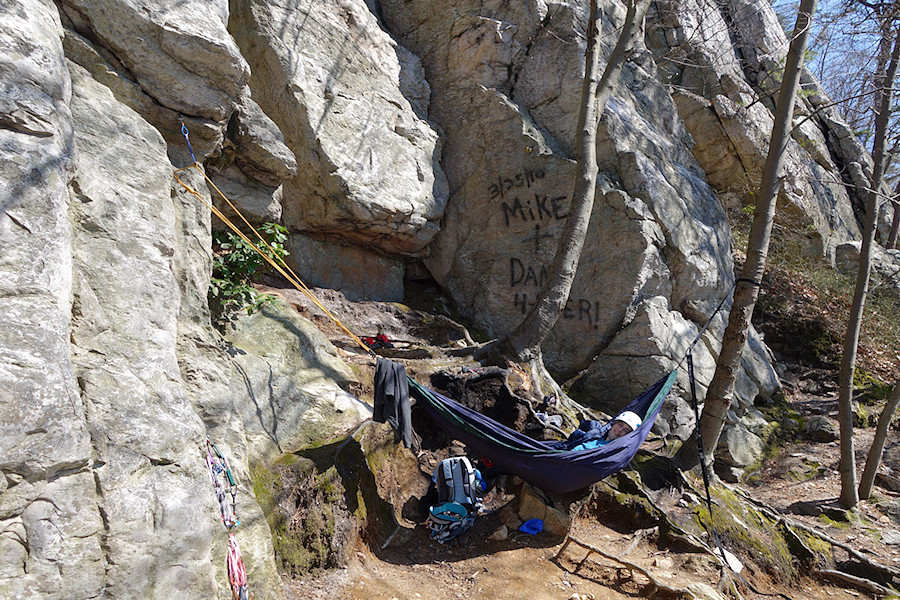 not an ideal spot for a hammock on a busy day, but it was just 5 of us.