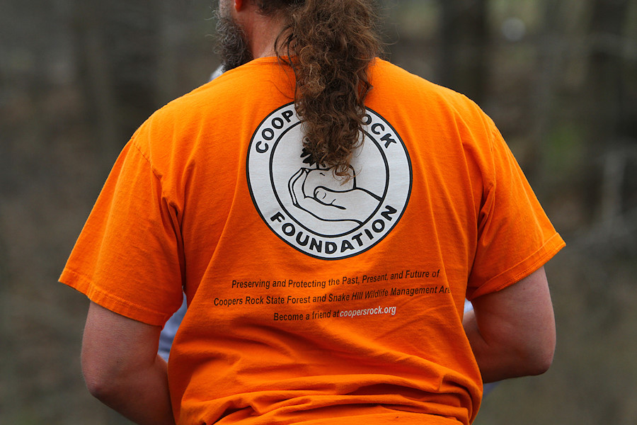 Adam sporting the Coopers Rock foundation t-shirt