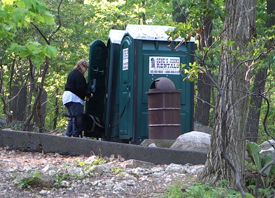 fail #2 - leashed dog joins portapotty neighbor