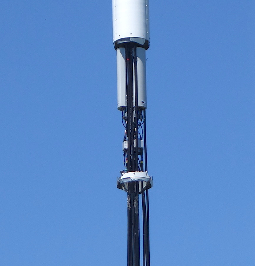 inside of a fake flag pole cell tower near Frederick
