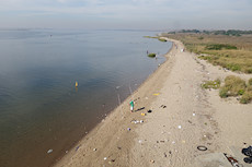 dirty beach in the bay