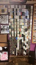 cassette tape zip tie door curtain at the Record Exchange