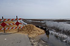 Fowler Beach Road washed out at 38.877441, -75.275632. Beautiful area but not open to kiting right now.