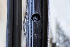 close-up of dented rim