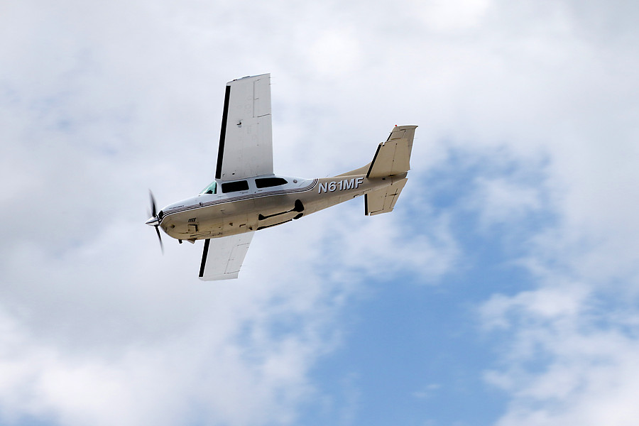 N61MF on a low pass over Lassen Peak